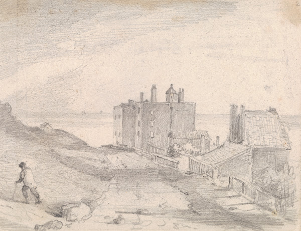 Sketch of a Cliffside Road and Buildings Hastings 1820