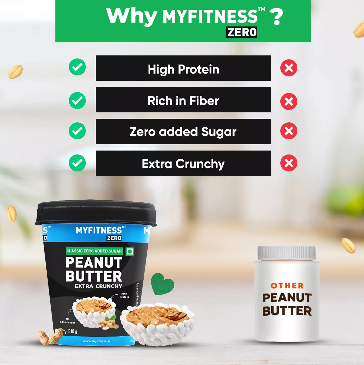 MyFitness Peanut Butter - Classic Zero — Extra Crunchy, 510 g