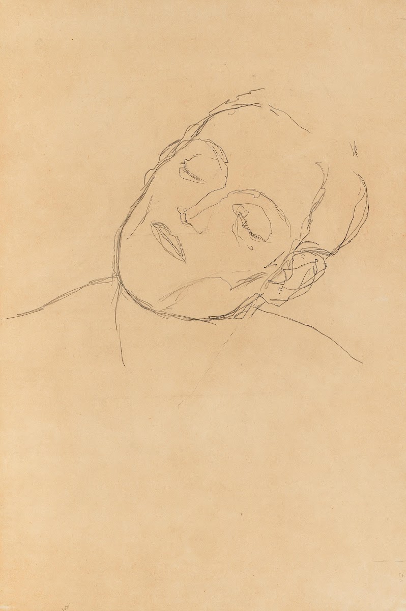 Male head turned to the right with closed eyes 1916
