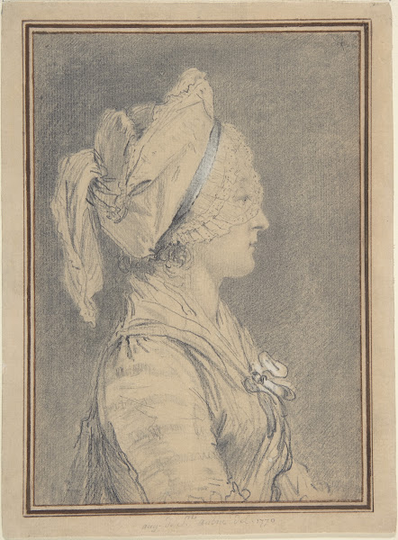 Half Figure of a Woman Wearing a Cap in Profile to Right 1770