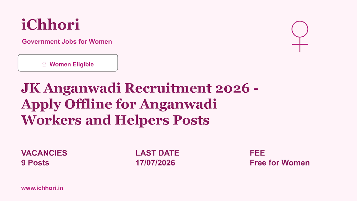 JK Anganwadi Recruitment 2026 - Apply Offline for Anganwadi Workers and Helpers Posts - iChhori