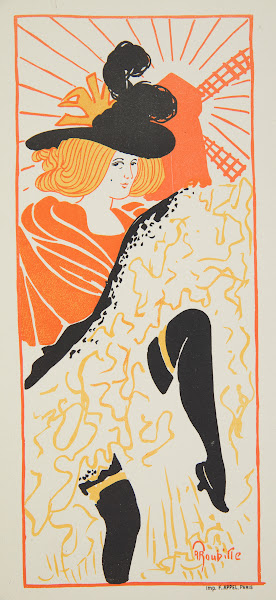Dancers guide to the Moulin Rouge with the program of the cabaret 1897