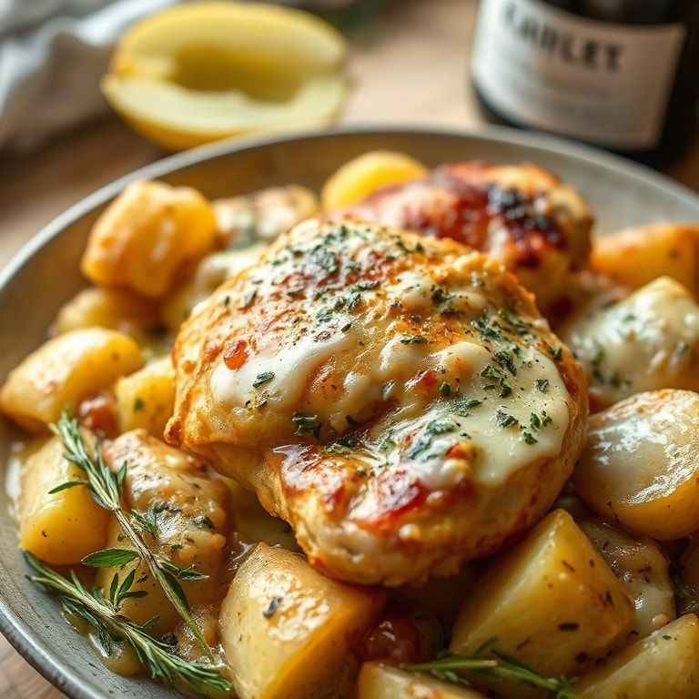 Chicken Vesuvio Recipe – Classic Italian American Garlic White Wine Chicken and Potatoes (Easy, One-Pan)