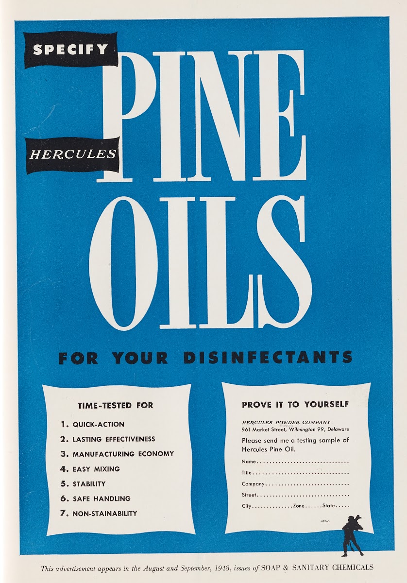 Specify Hercules Pine Oils for Your Disinfectants 1948