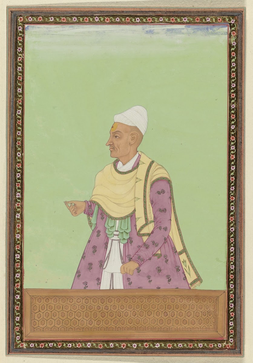 Portret van Madanna Panit belastingklerk majmudar van Abul Hasan Padshah 1686