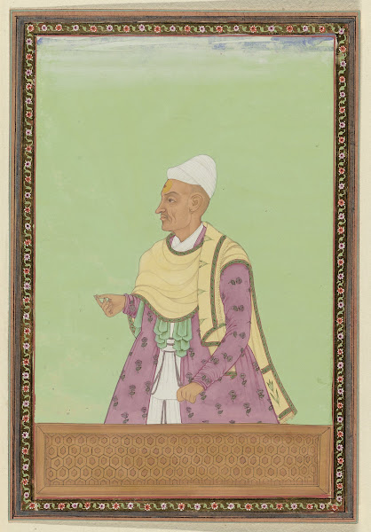 Portret van Madanna Panit belastingklerk majmudar van Abul Hasan Padshah 1686