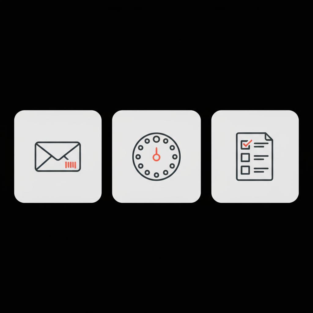 Minimal 2D vector infographic of three recovery panels to unlock Outlook account: request code, use authenticator token, and fill recovery form, in Social Success Hub brand colors.