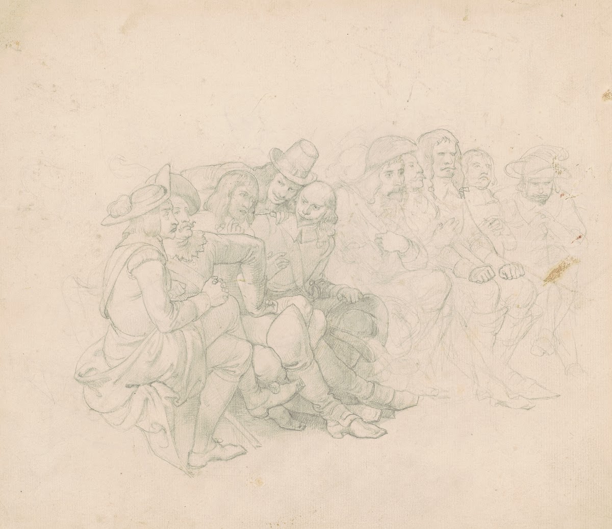 Men in Seventeenth Century Costumes recto c 1850s