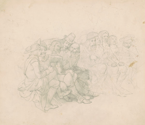Men in Seventeenth Century Costumes recto c 1850s