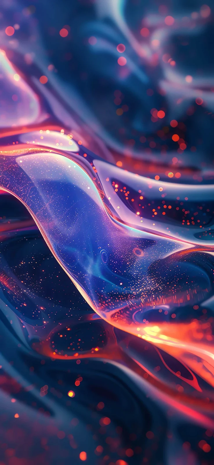 Abstract Neon Glowing Liquid Flow - Abstract Digital Art 2K iPhone Wallpaper (1720x3728)