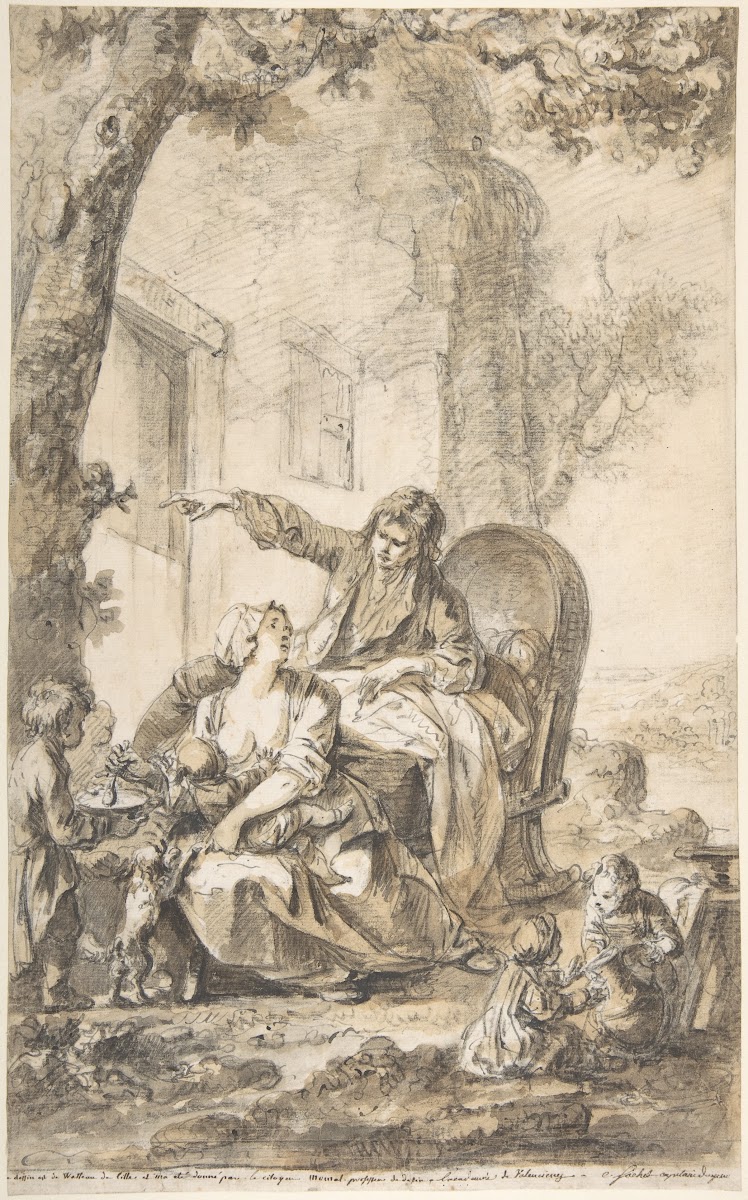 Young Father Distressed by His Growing Family 18th century