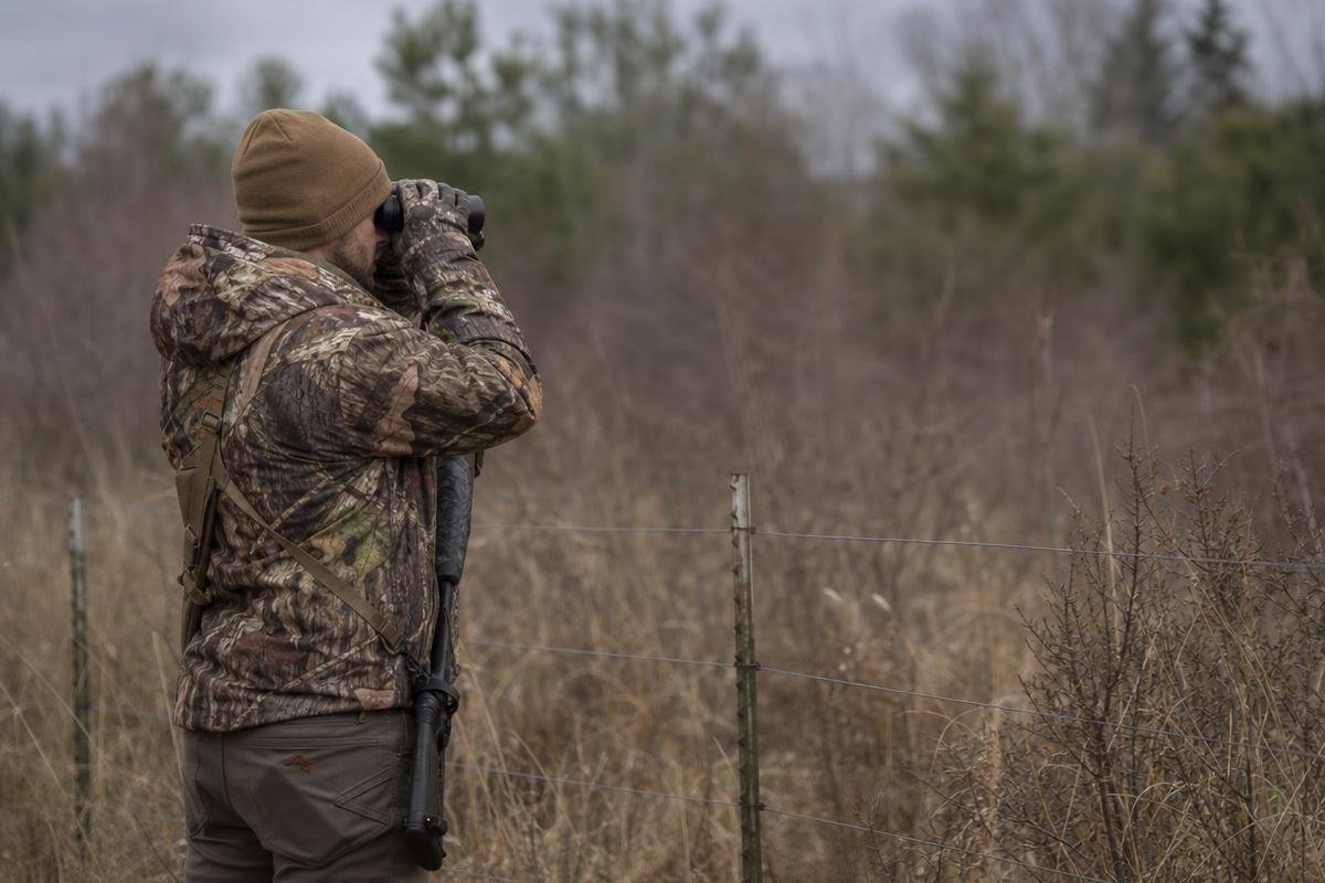 Denison coyote hunting stand planning near brush and open ground
