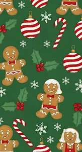 Festive Embroidery Pattern Gingerbread Holly Candy Cane Repeat
