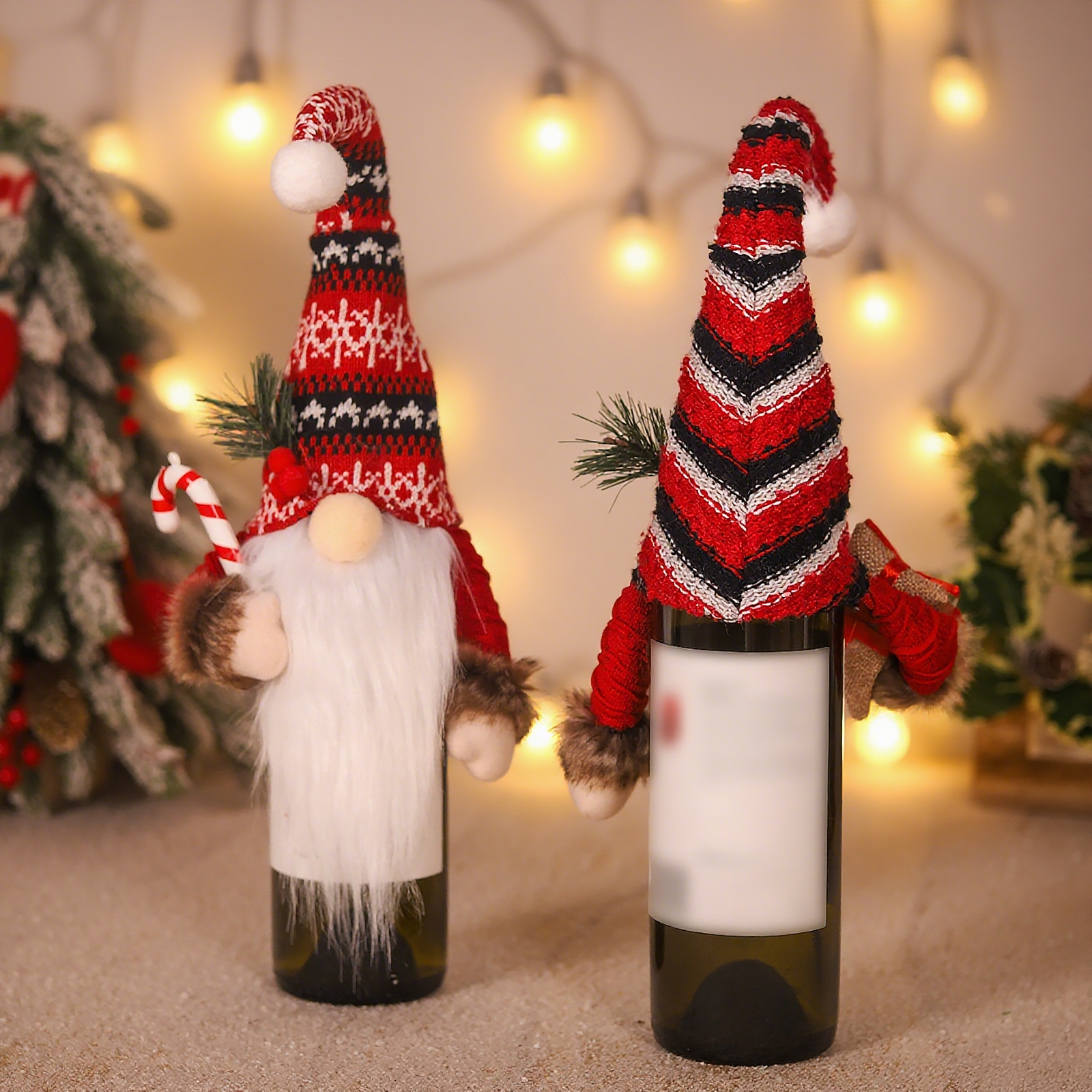 Decorative elf figure with Christmas accessories