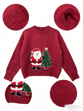 Christmas Knitted Sweater with Jacquard Pattern