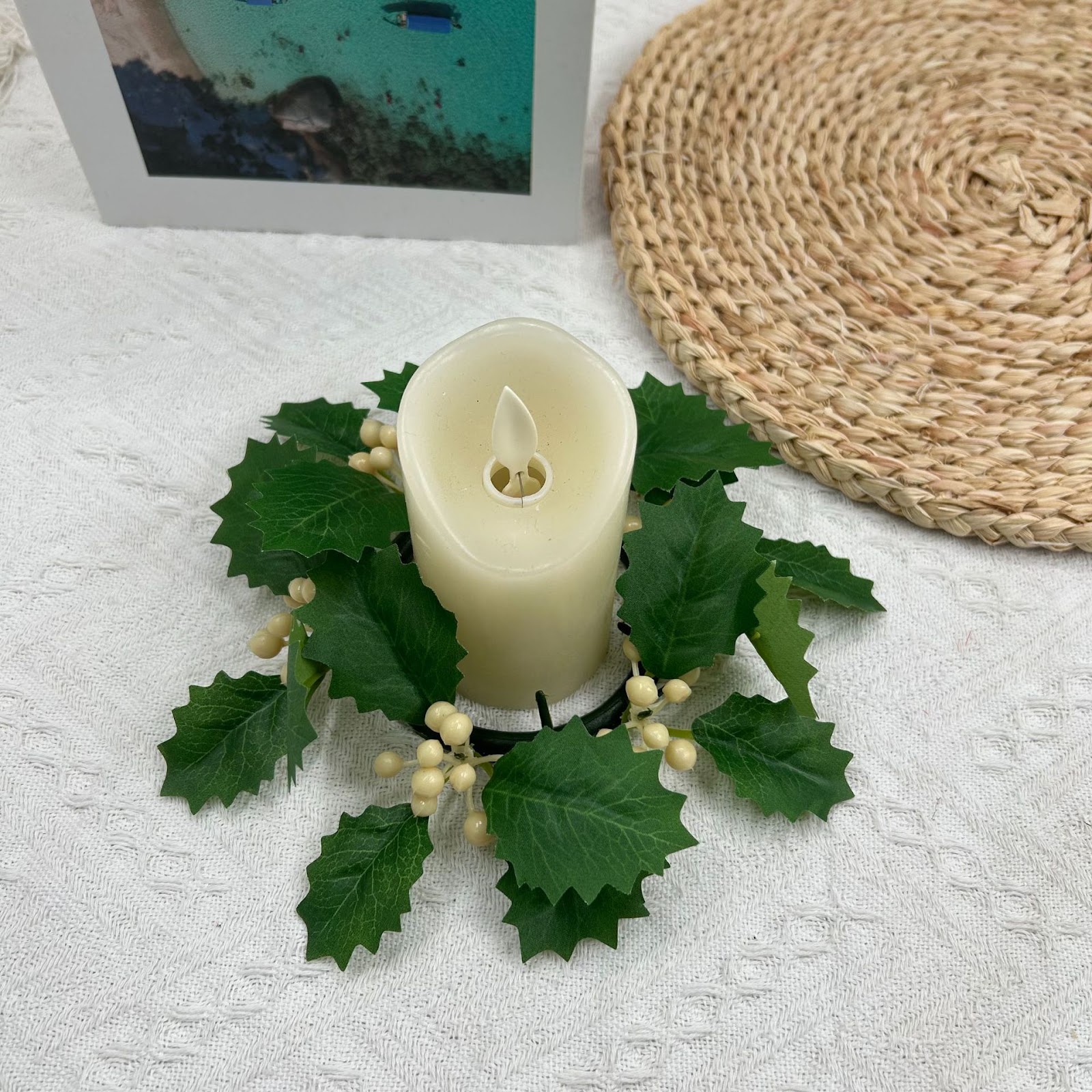 Künstlicher Weihnachtskranz für Kerzenhalter