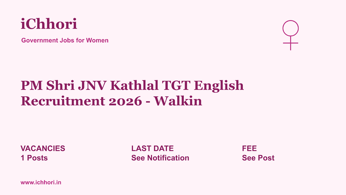 PM Shri JNV Kathlal TGT English Recruitment 2026 - Walkin - iChhori