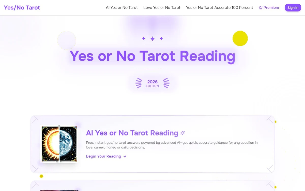 Captura de AI Yes No Tarot