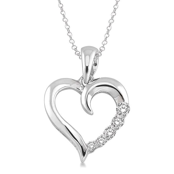 Silver Heart Shape Journey Diamond Fashion Pendant
