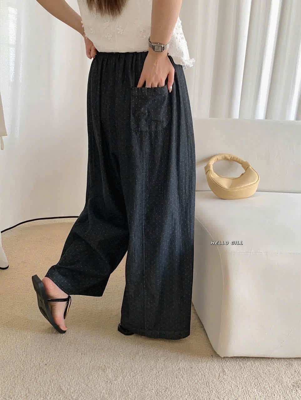 Quần ống rộng jean lưng chun chấm bi XONXEN SHOP 0563 – Image 6