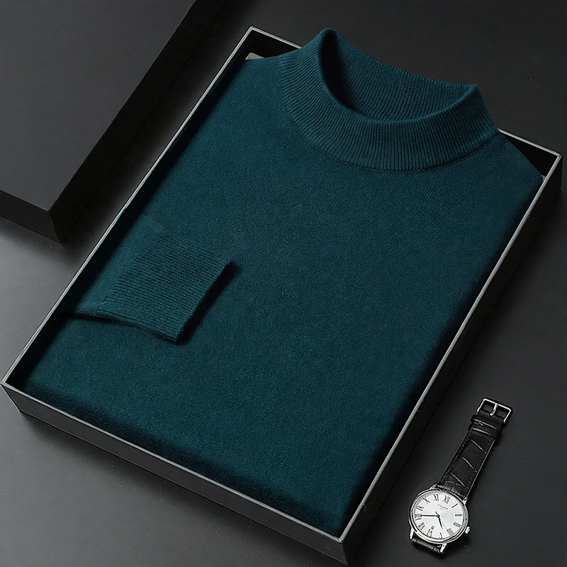 Herren-Strickpullover mit Stehkragen, schlichtes Design
