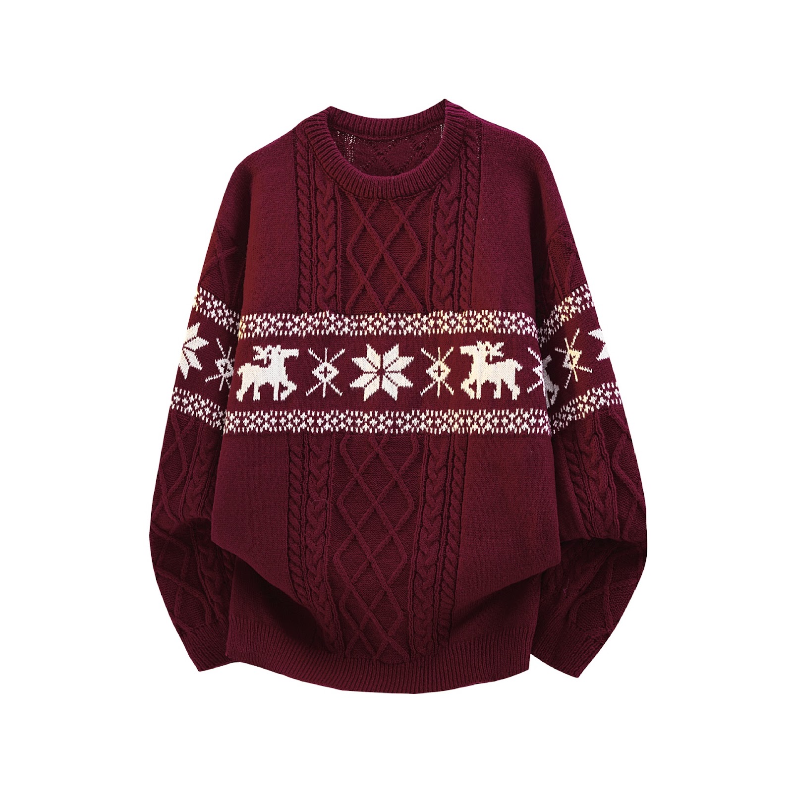 Christmas sweater with reindeer pattern