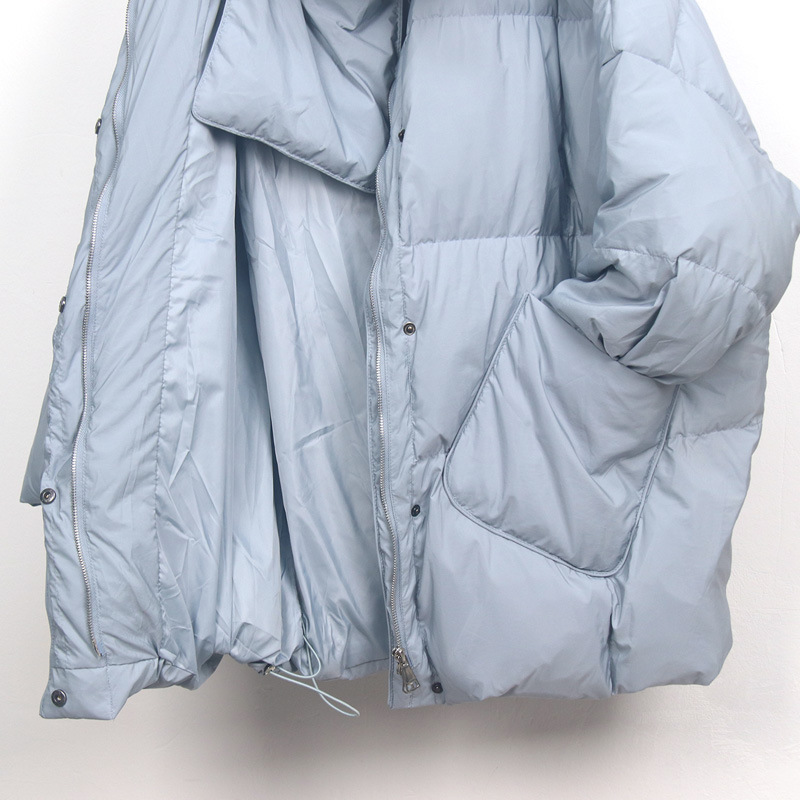 Women's down coat with scarf, mid-length, loose fit