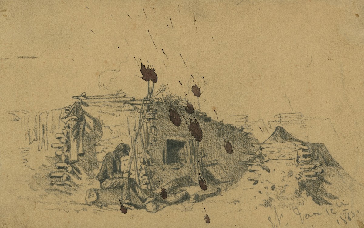 Soldiers mud hut 1863