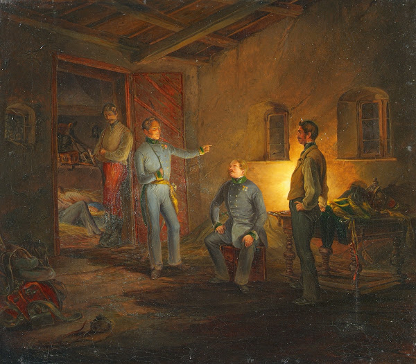 Kopals letzte Nacht mit Oberst Schlechta in einer italienischen Bauernhütte 1850