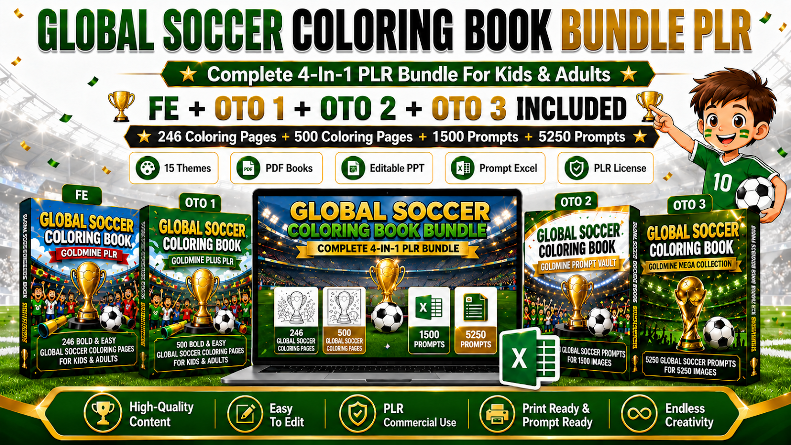 Global Soccer Coloring Book Bundle PLR Upgrade Banner