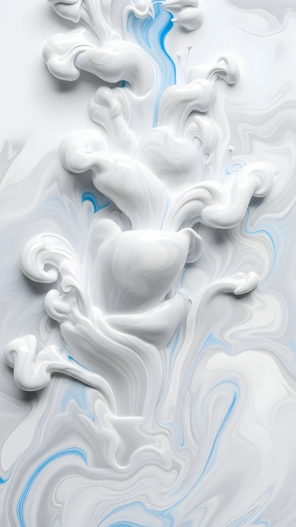 White and Blue Liquid Swirl Abstract Texture