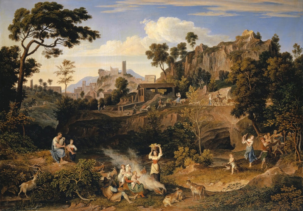 Landscape near Olevano with a Parade of Dancing Peasants 1823 1824