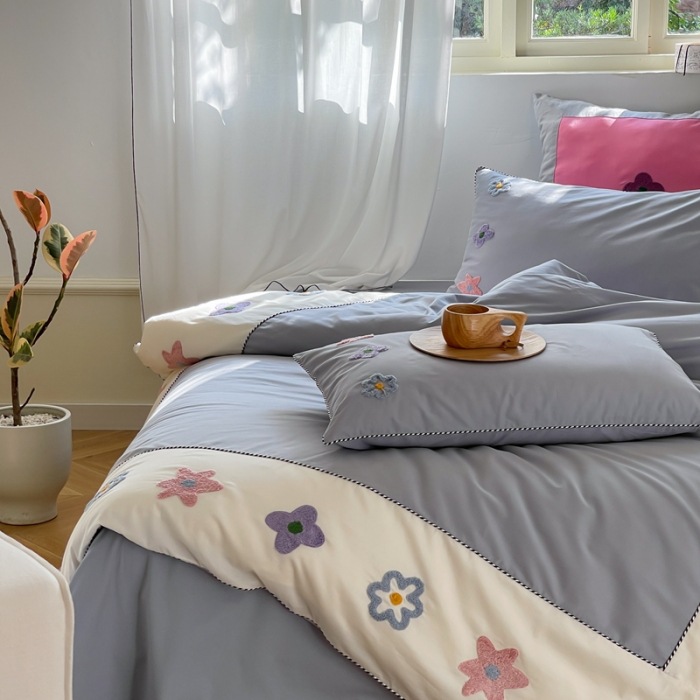Modern Cotton Bed Linen Set, Brushed, Designer Style
