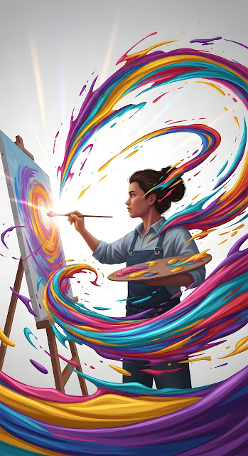 Dynamic Artist Creating with Exploding Rainbow Colors - Free mobile Wallpaper