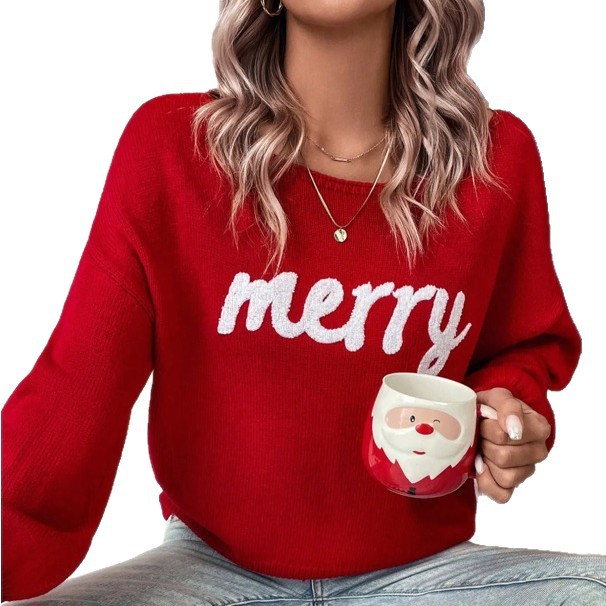Women's Christmas Sweater, Round Neck, Plus Size