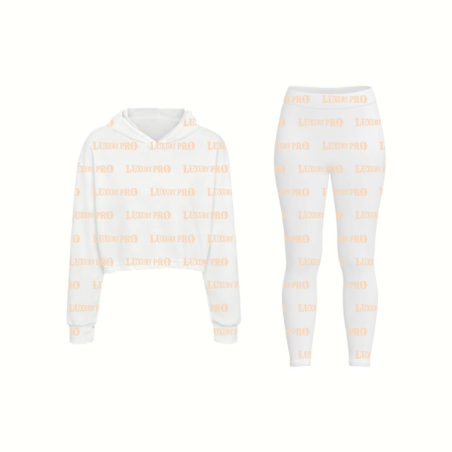 AOP Universal Cropped Hoodie Without Hem + Universal Yoga Pants Set