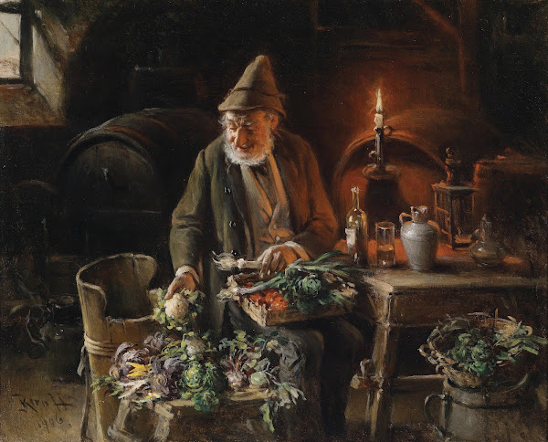 Gemüsehändler im Weinkeller 1906