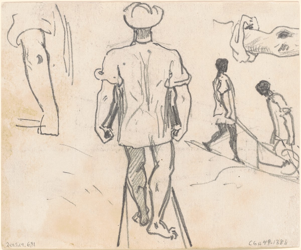 Studies of Peasants with Wheelbarrows verso 1870 1872
