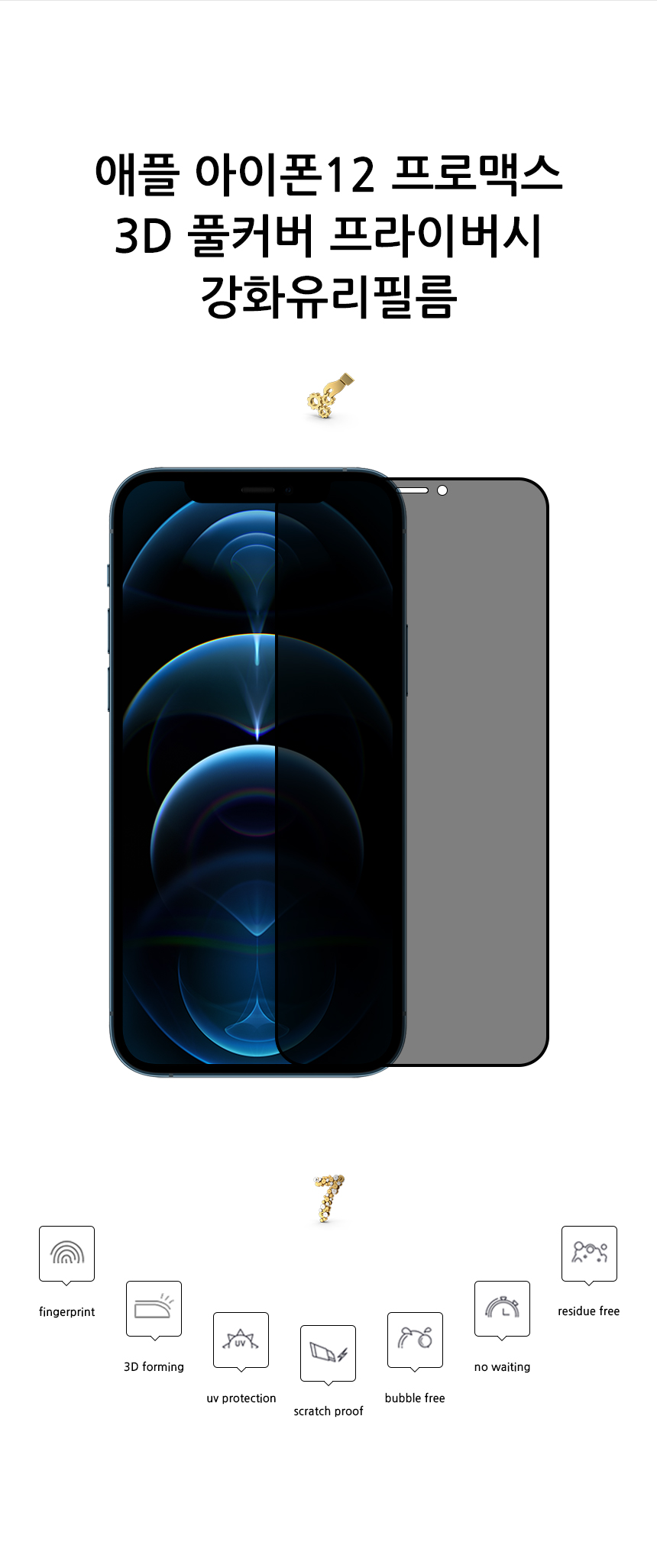 realook iphone 12 pro max 3D full cover privacy glass screen protector