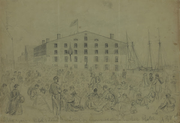 Libby again Rebel soldiers waiting for accommodations in that Hotel 1865