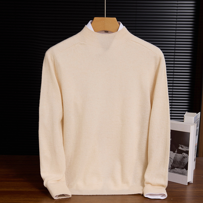 Men's Knit Wool Sweater, Stand-Up Collar