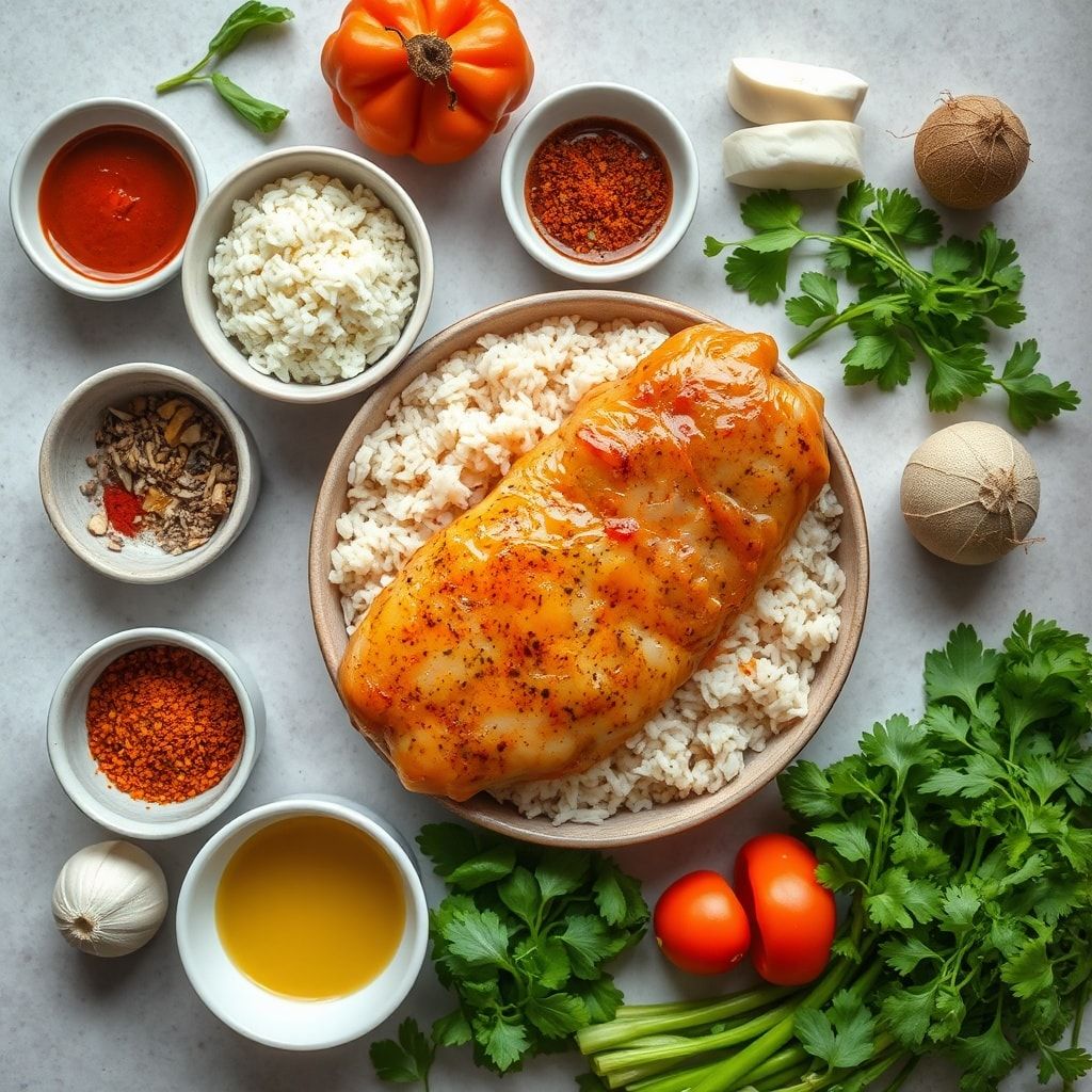 Ingredients for Nando’s Portuguese Chicken and Rice One Pot – Spicy Peri Peri Chicken Recipe (Easy 40-Minute Dinner)