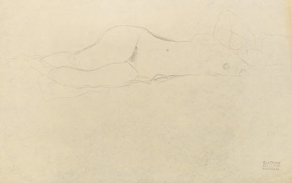 Reclining female nude with her hands behind her head