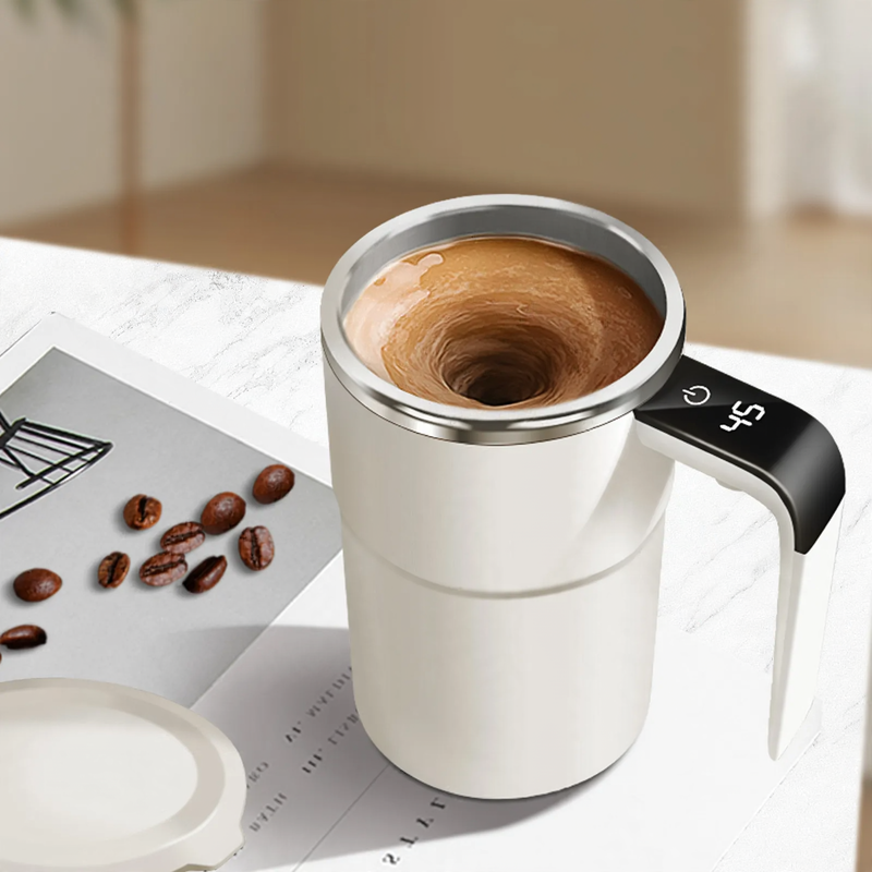Selbstrührende Edelstahl-Kaffeetasse mit Temperaturanzeige
