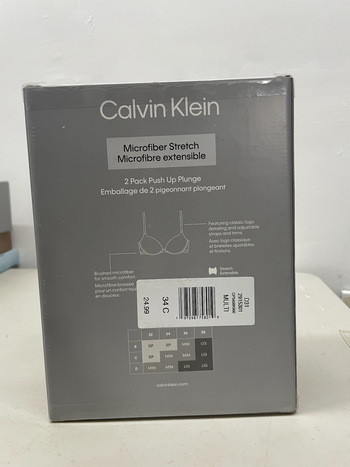 CK Bra 2pack Grey Pink 34C #2059