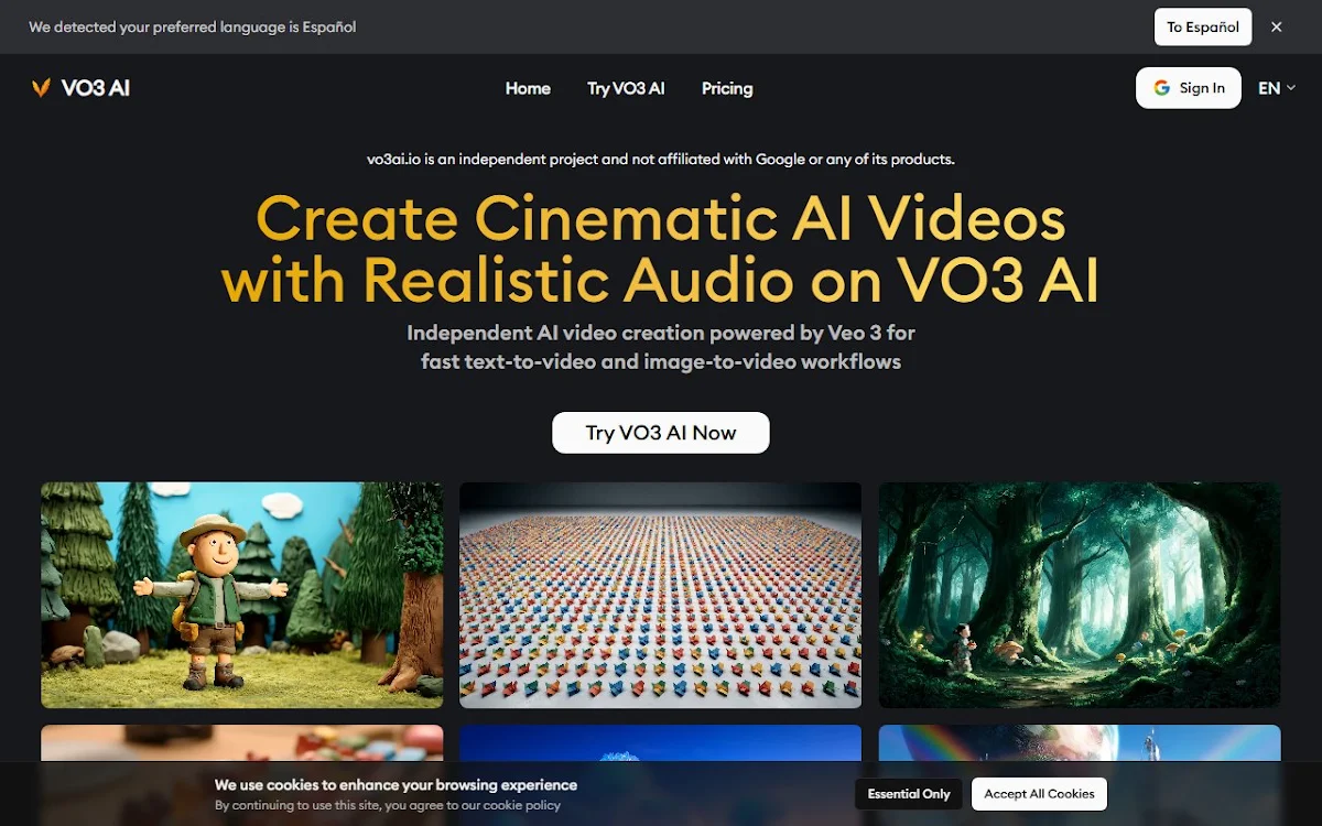 Captura de Veo 3 AI Video Generator