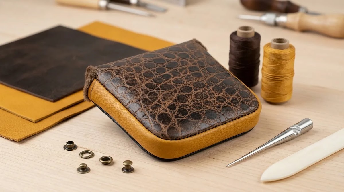 Personalized golf club covers with coordinated leather materials and matching craftsmanship details
