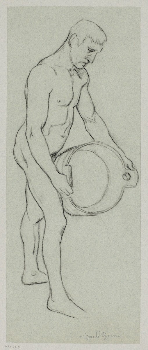 Nude Male Tilting A Container In His Hands 1888