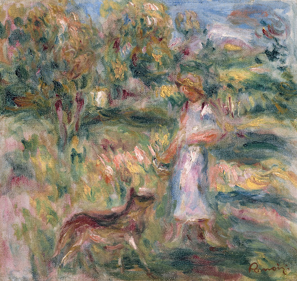Paysage avec femme en bleu et Zaza à Cagnes 1919