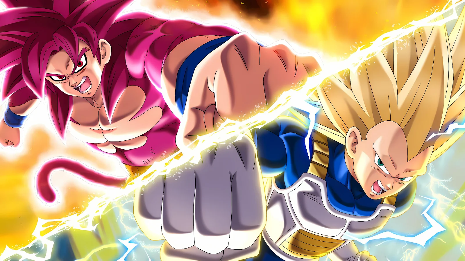 Goku And Vegeta Power Clash - Anime Digital Art 4K Wallpaper (3840x2160)